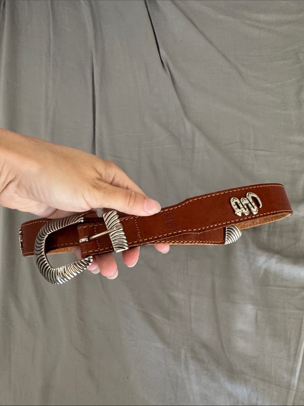 Levi’s Brown Leather Western Belt with Silver Buckle